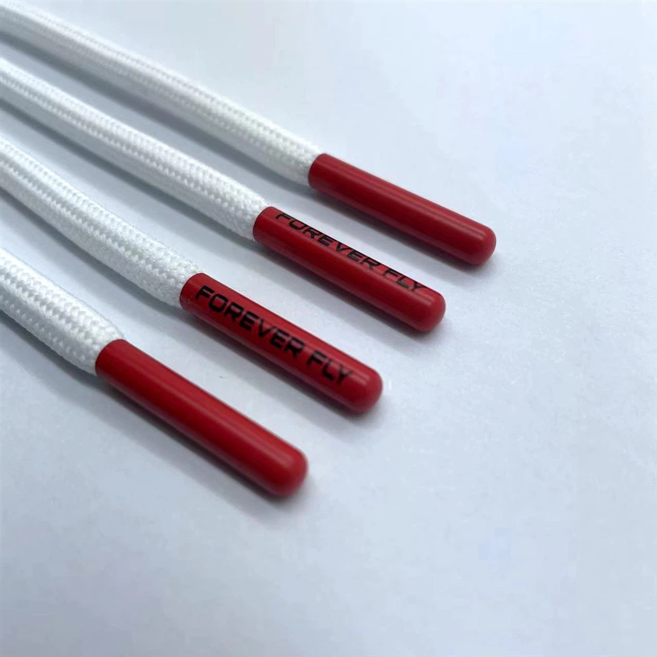 Apaļas poliestera auklas savilkšanas auklas ar drukātu logotipu, pielāgoti metāla uzgaļi, kapuces aukliņas